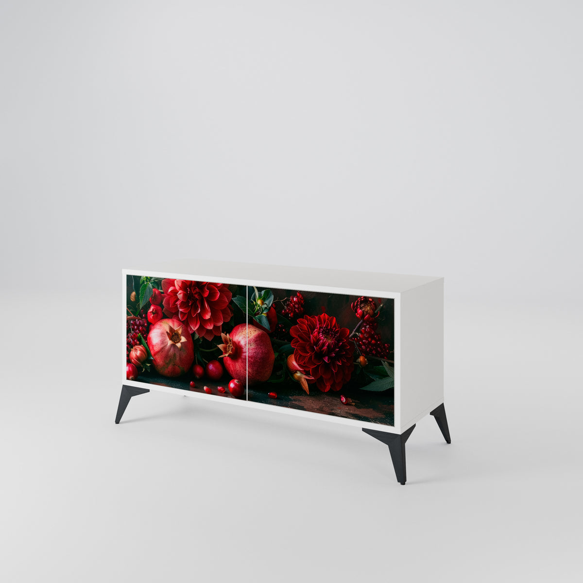 DAHLIAS AND POMEGRANATES Mueble de TV Compacto de 2 puertas