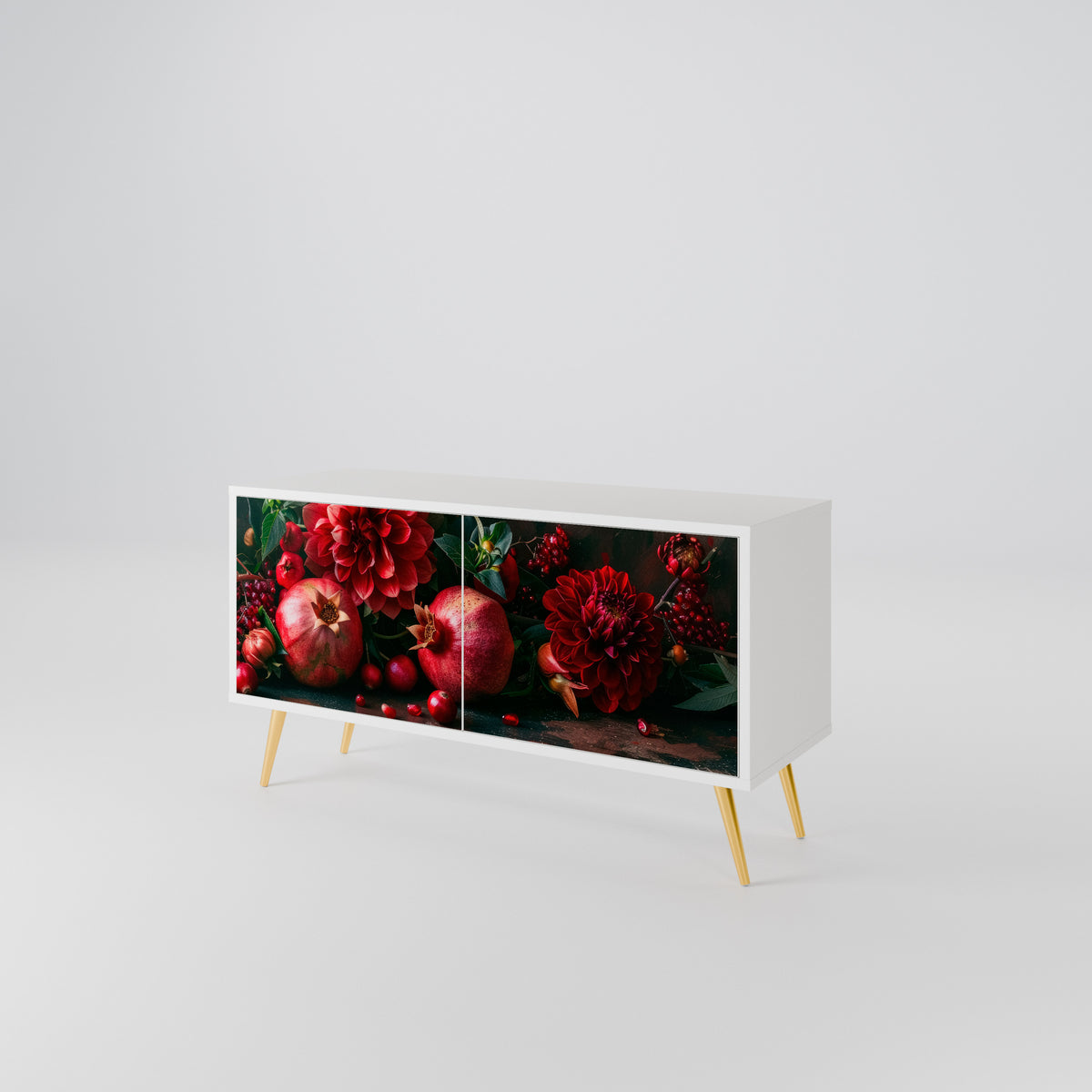 DAHLIAS AND POMEGRANATES Mueble de TV Compacto de 2 puertas