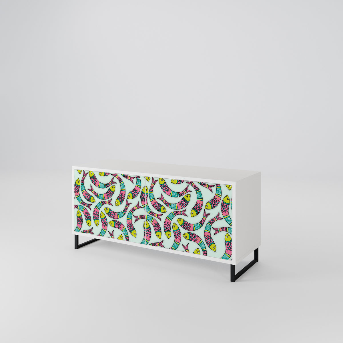 INDIAN FISH Mueble de TV Compacto de 2 puertas