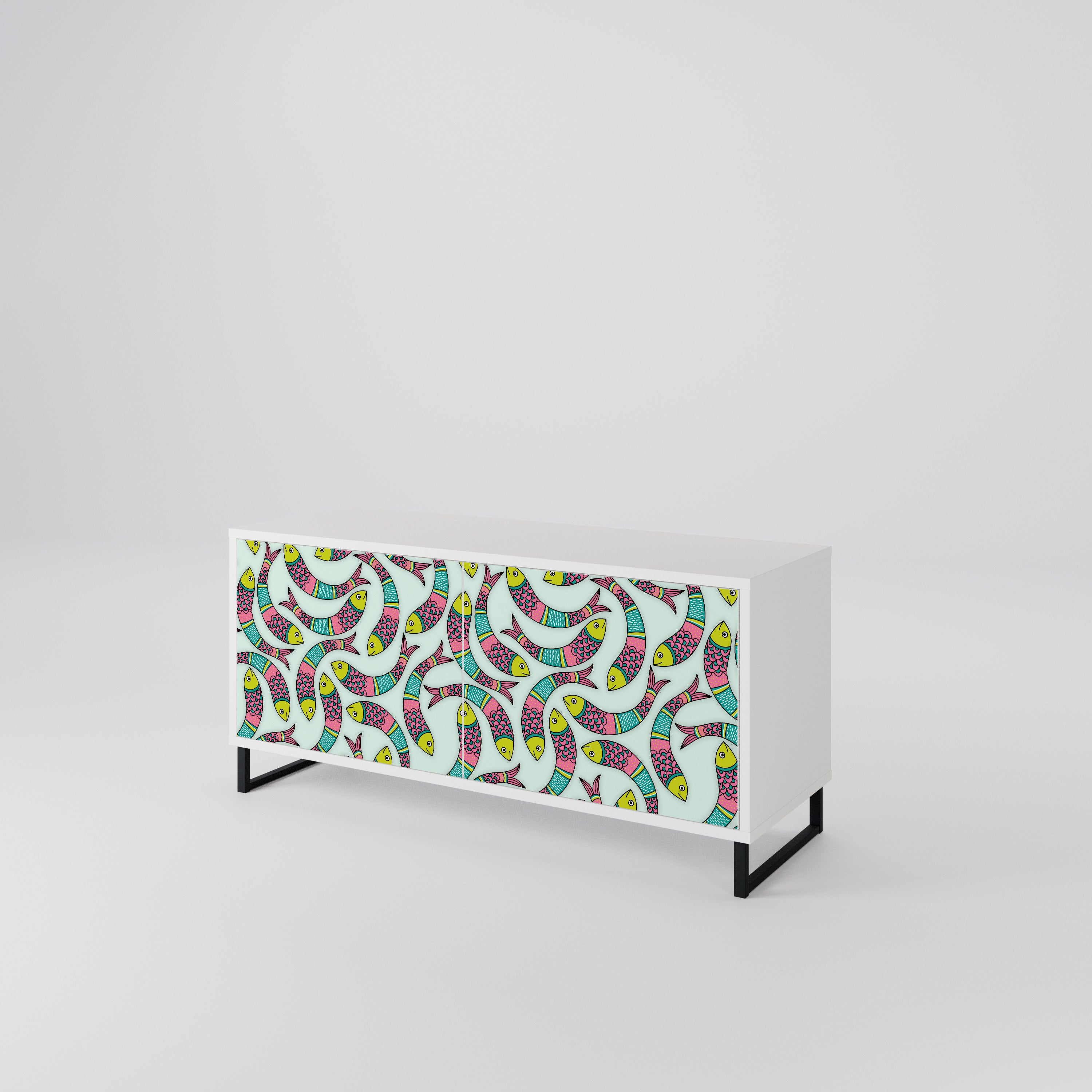 INDIAN FISH Mueble de TV Compacto de 2 puertas