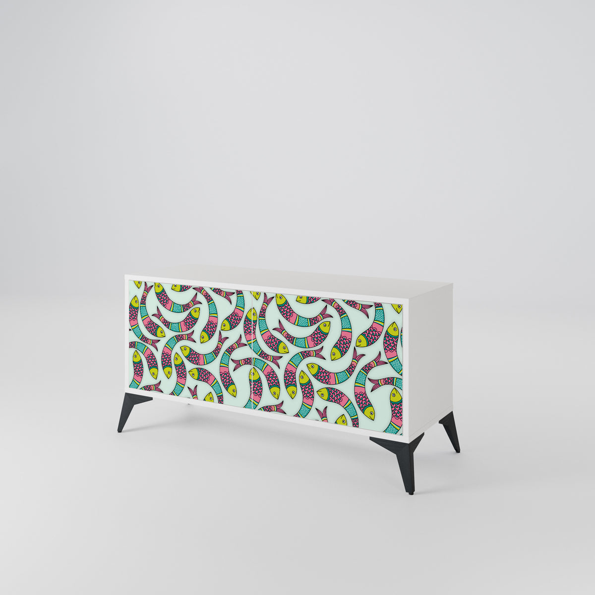 INDIAN FISH Mueble de TV Compacto de 2 puertas