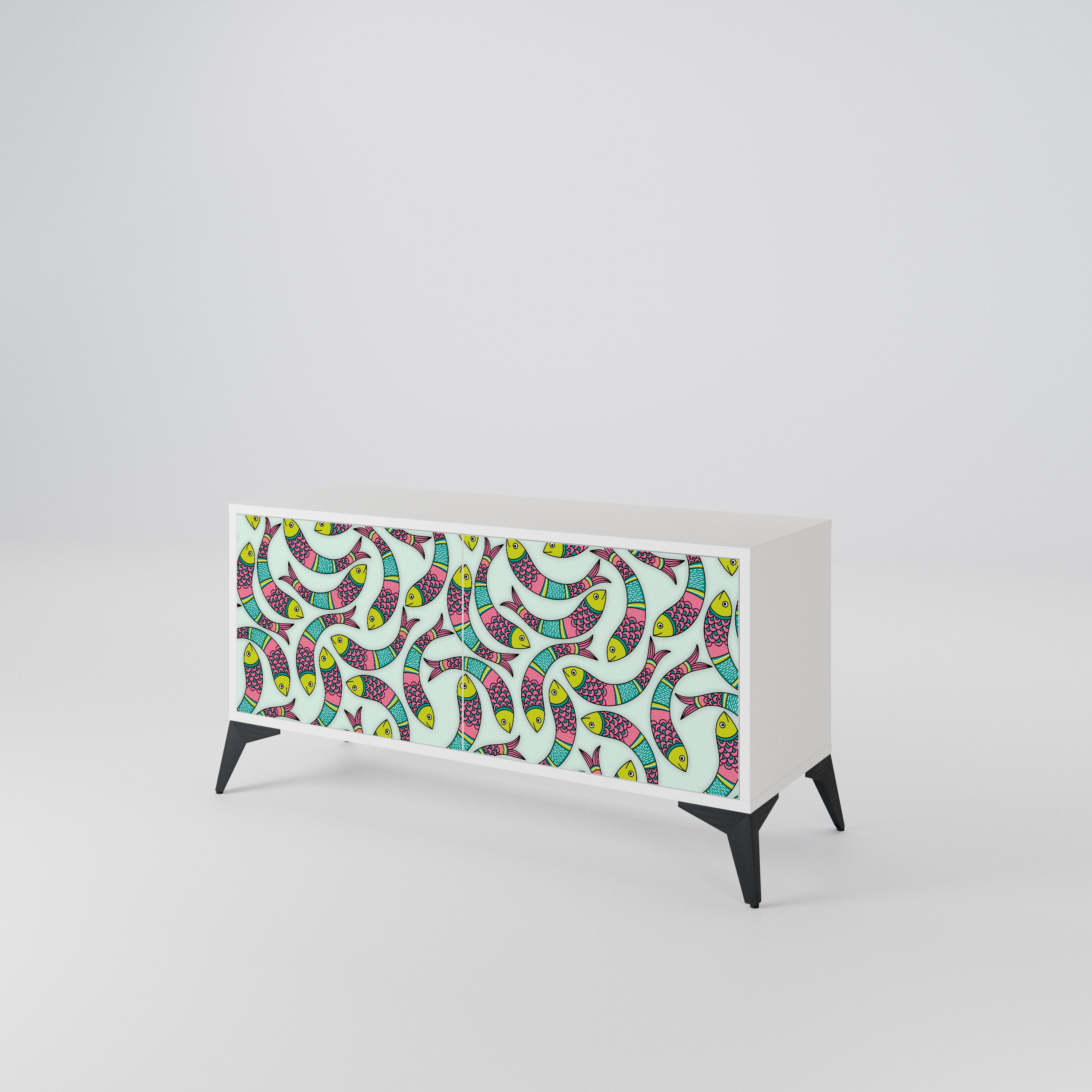 INDIAN FISH Mueble de TV Compacto de 2 puertas