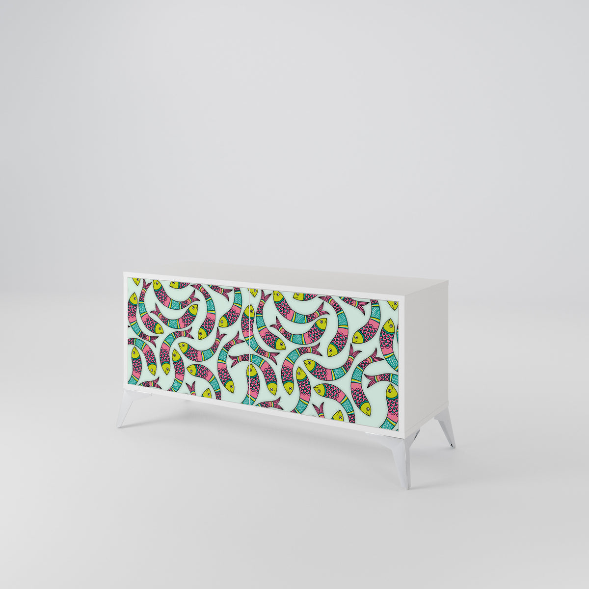 INDIAN FISH Mueble de TV Compacto de 2 puertas