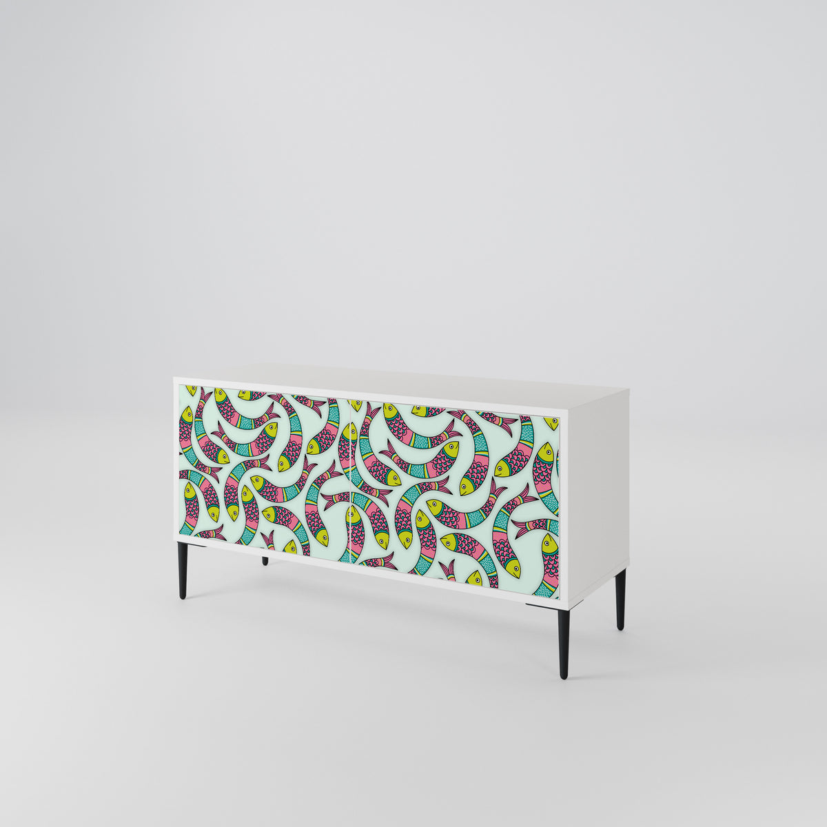 INDIAN FISH Mueble de TV Compacto de 2 puertas