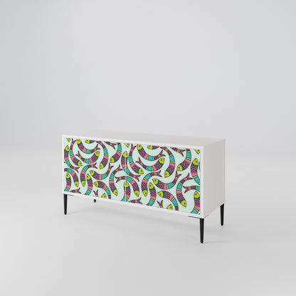 INDIAN FISH Mueble de TV Compacto de 2 puertas