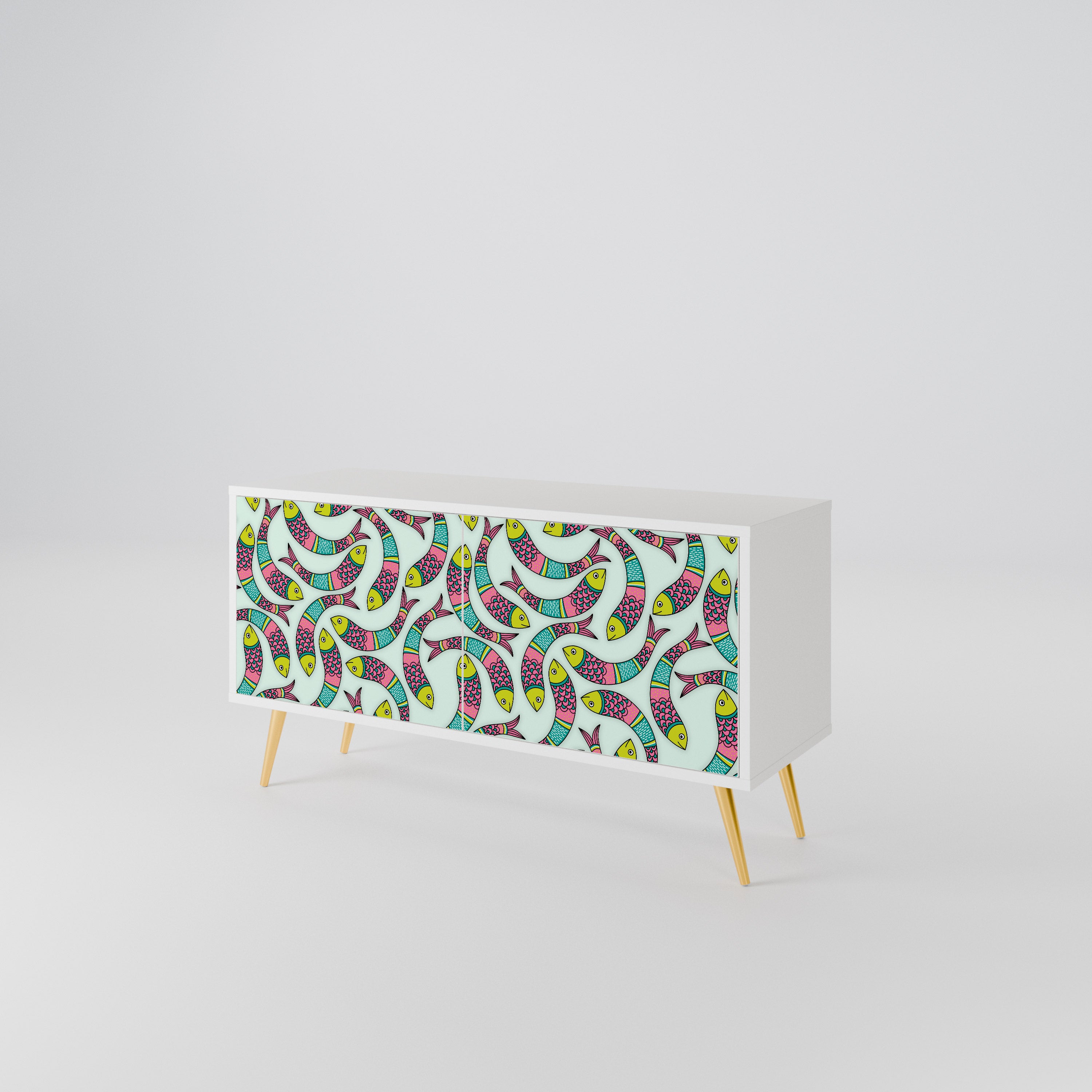 INDIAN FISH Mueble de TV Compacto de 2 puertas