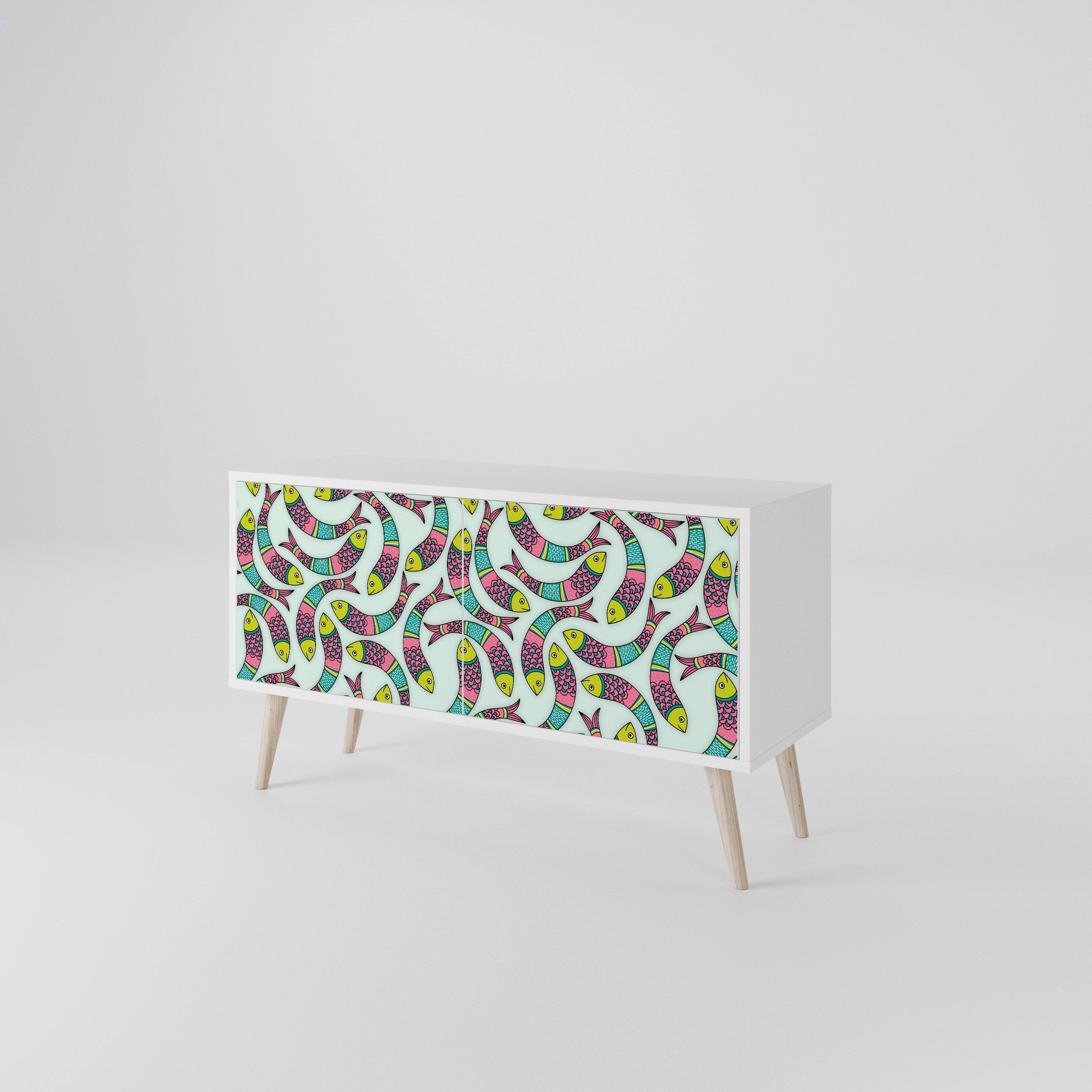 INDIAN FISH Mueble de TV Compacto de 2 puertas
