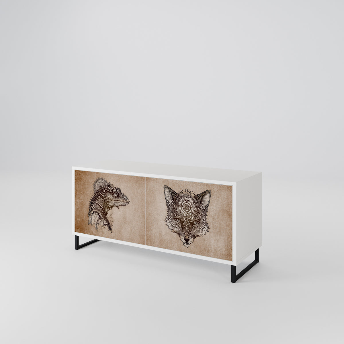 STEAMPUNK CLAN Mueble de TV Compacto de 2 puertas