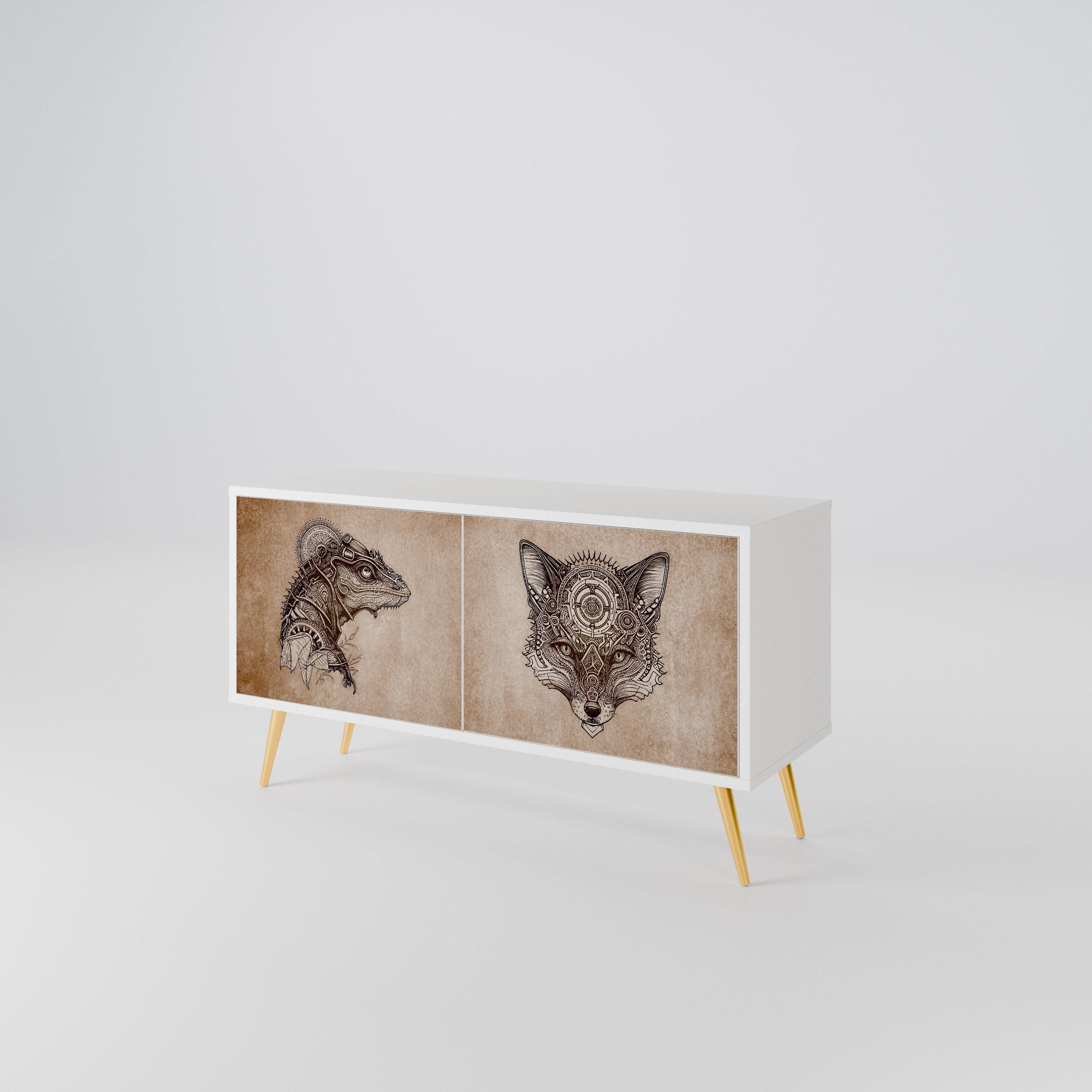 STEAMPUNK CLAN Mueble de TV Compacto de 2 puertas