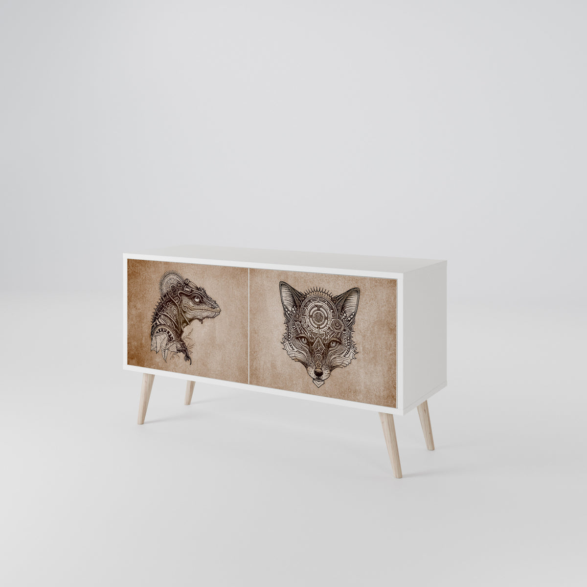 STEAMPUNK CLAN Mueble de TV Compacto de 2 puertas