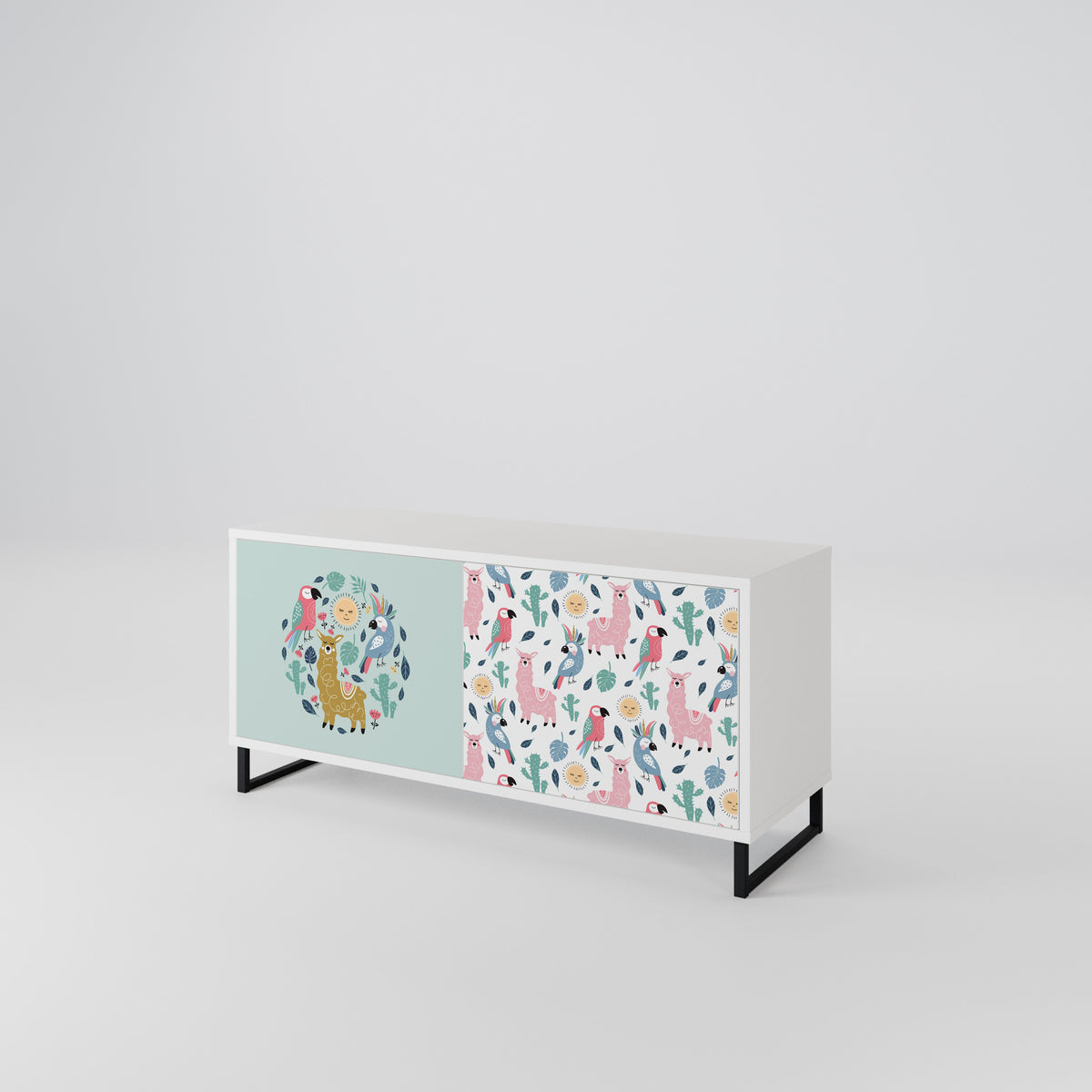 COLORFUL ALPACAS Mueble de TV Compacto de 2 puertas