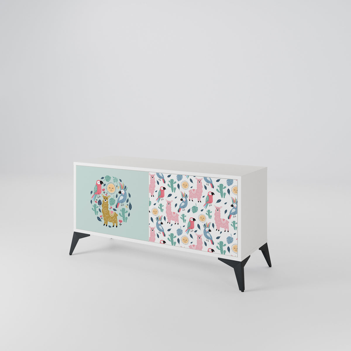 COLORFUL ALPACAS Mueble de TV Compacto de 2 puertas