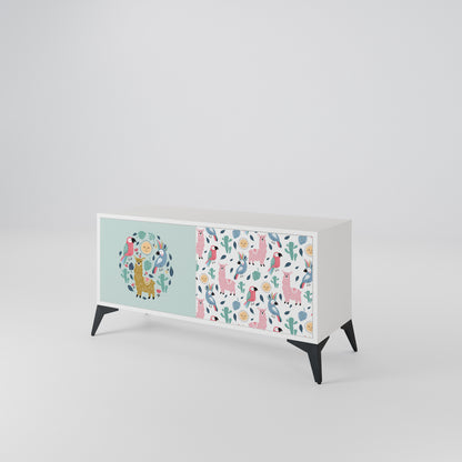 COLORFUL ALPACAS Mueble de TV Compacto de 2 puertas