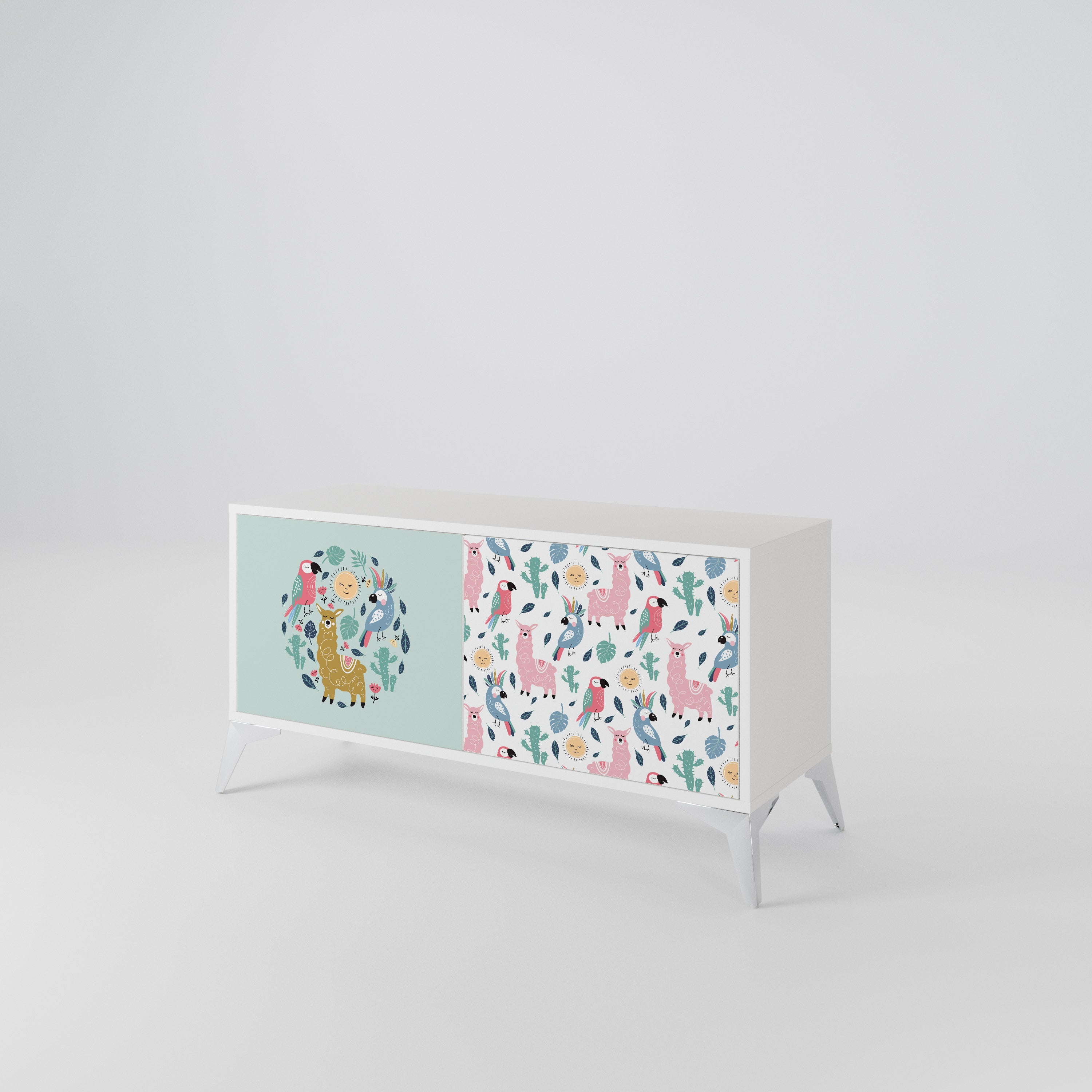 COLORFUL ALPACAS Mueble de TV Compacto de 2 puertas