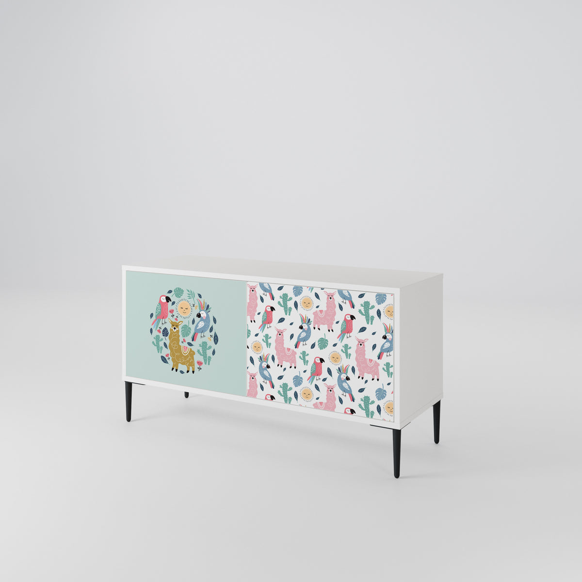 COLORFUL ALPACAS Mueble de TV Compacto de 2 puertas