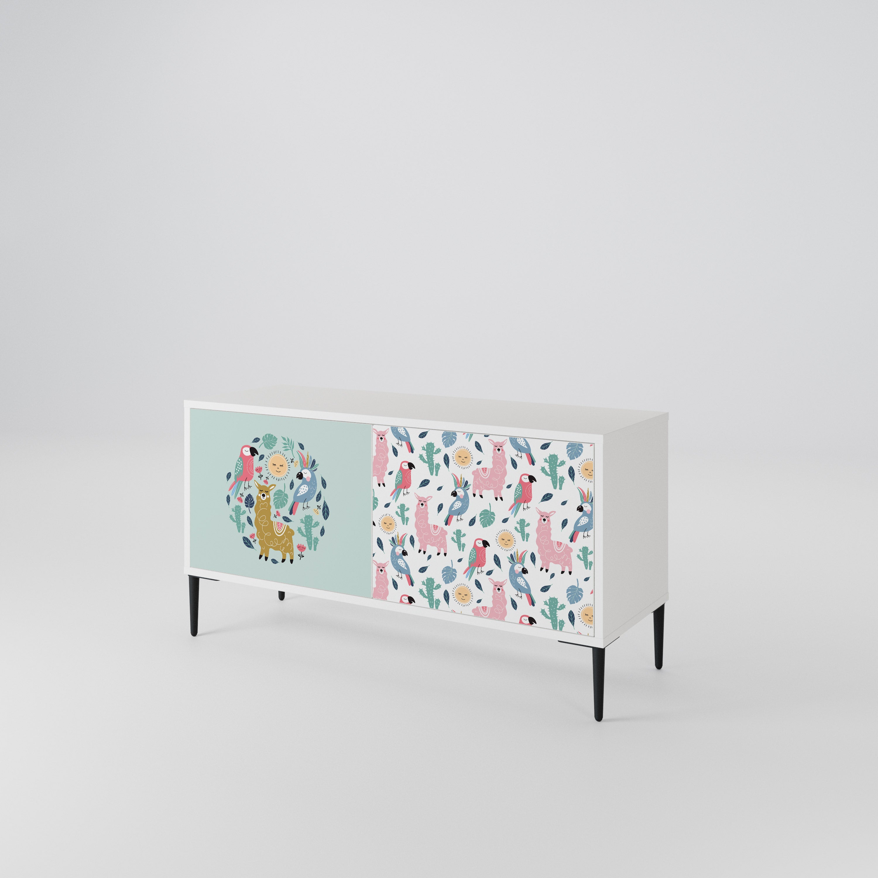 COLORFUL ALPACAS Mueble de TV Compacto de 2 puertas