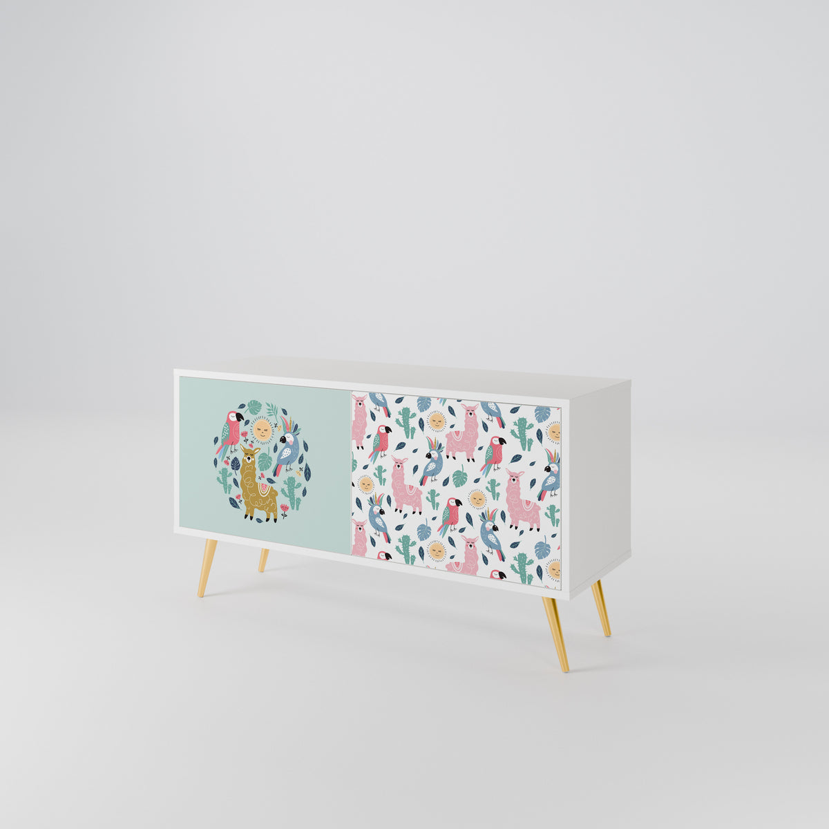 COLORFUL ALPACAS Mueble de TV Compacto de 2 puertas