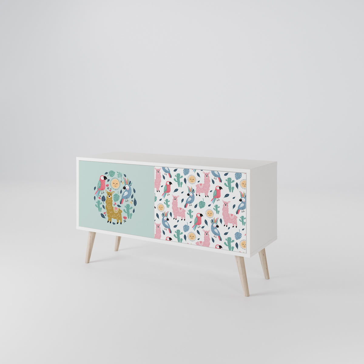 COLORFUL ALPACAS Mueble de TV Compacto de 2 puertas