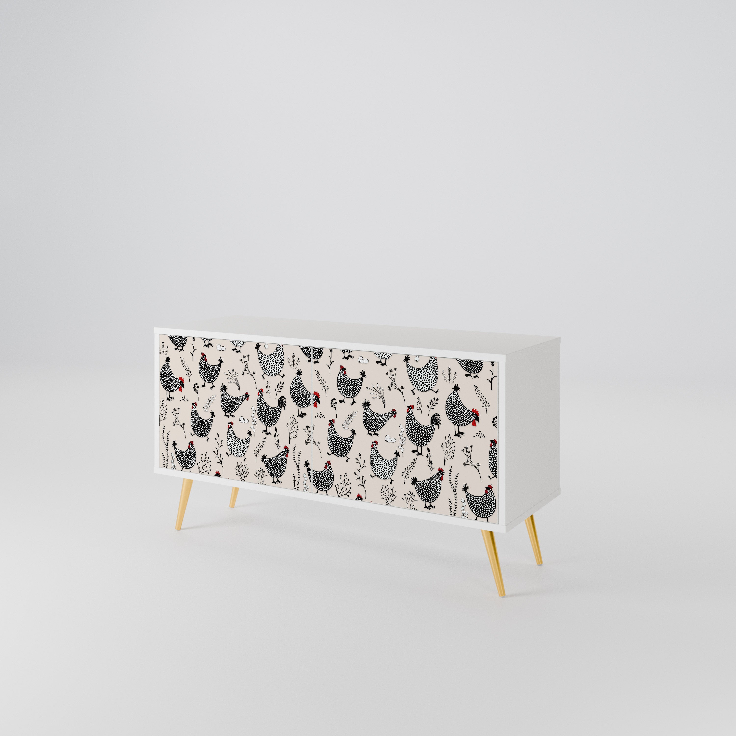 HAPPY HENS Mueble de TV Compacto de 2 puertas
