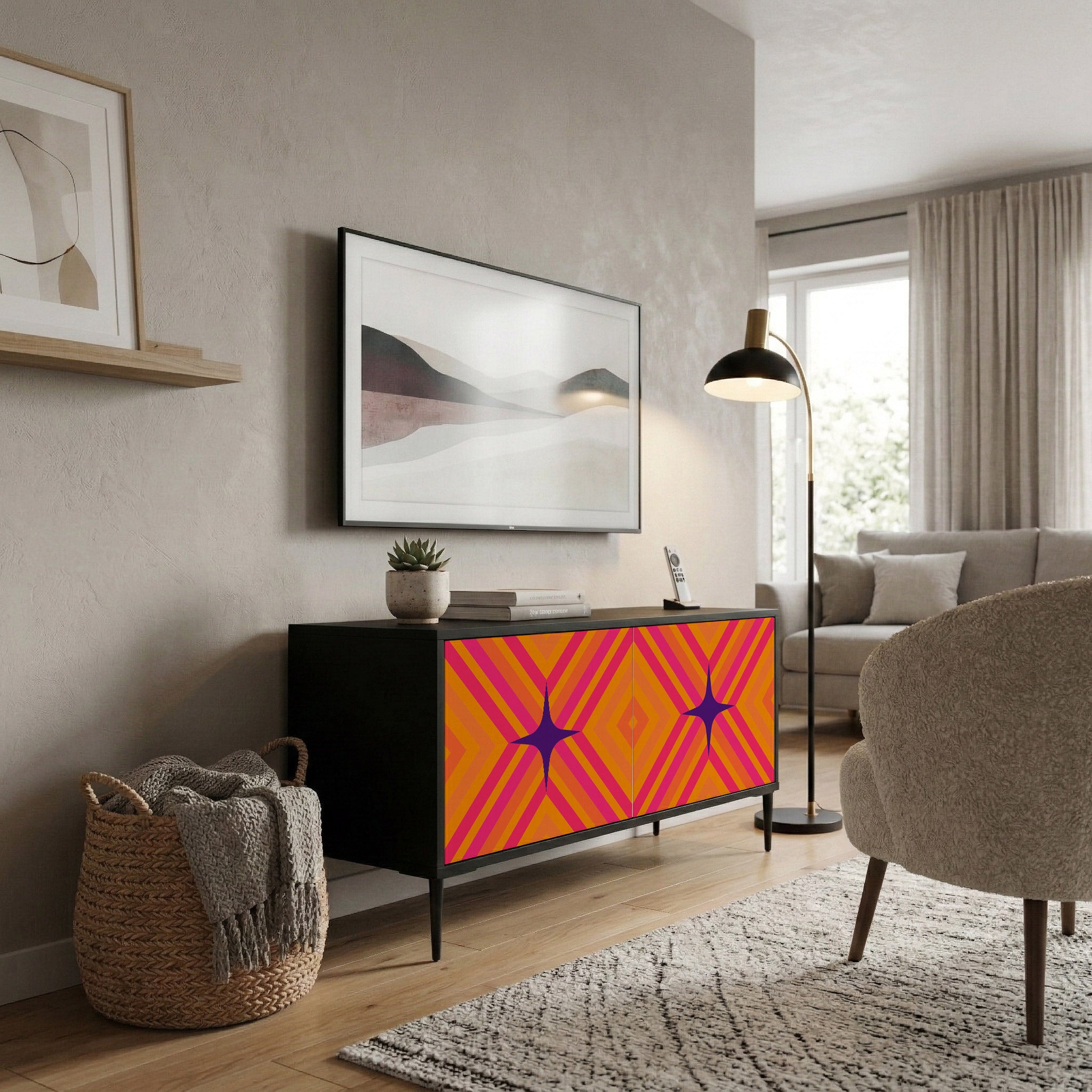 GEOMETRIC BRILLIANCE Mueble de TV Compacto de 2 puertas