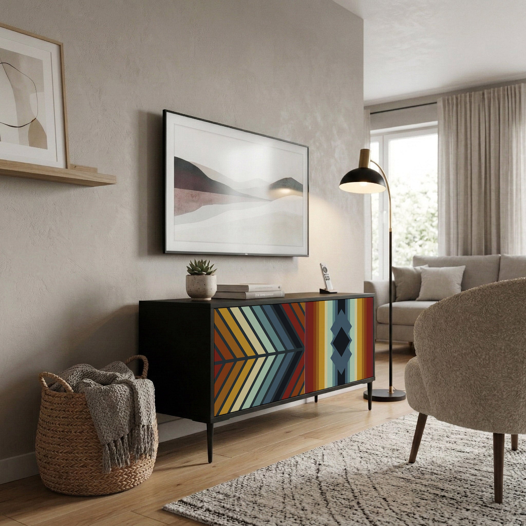 INDIGENOUS ZIGZAG Mueble de TV Compacto de 2 puertas