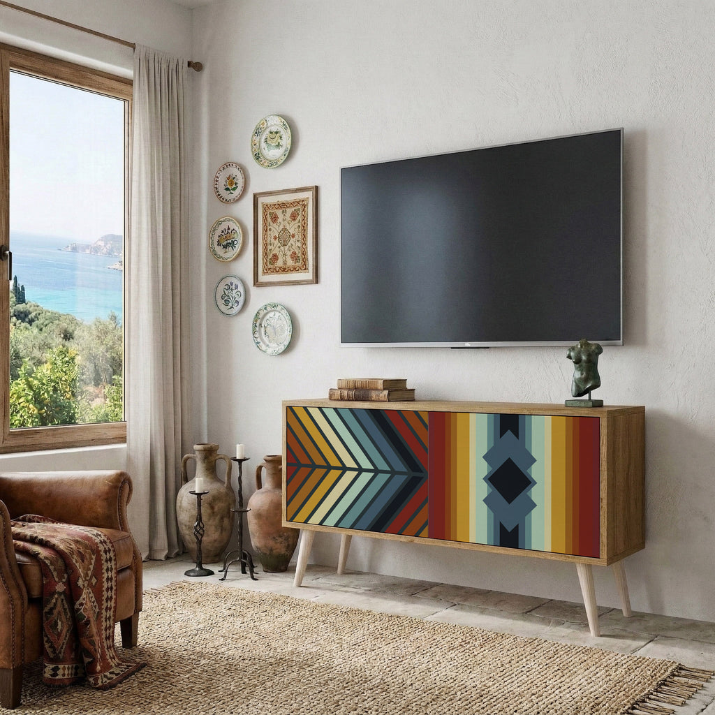 INDIGENOUS ZIGZAG Mueble de TV Compacto de 2 puertas