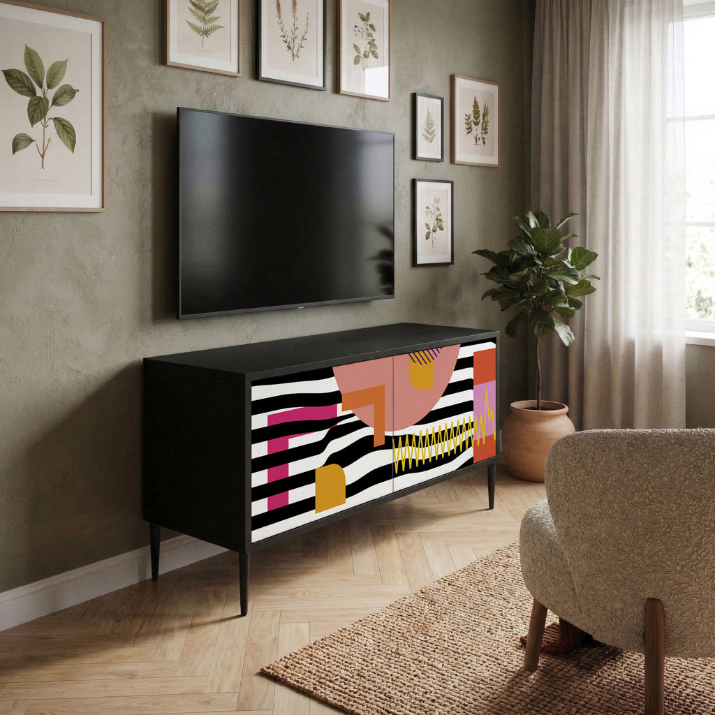 CHROMATIC ABSTRACT Compact 2-Door TV Cabinet