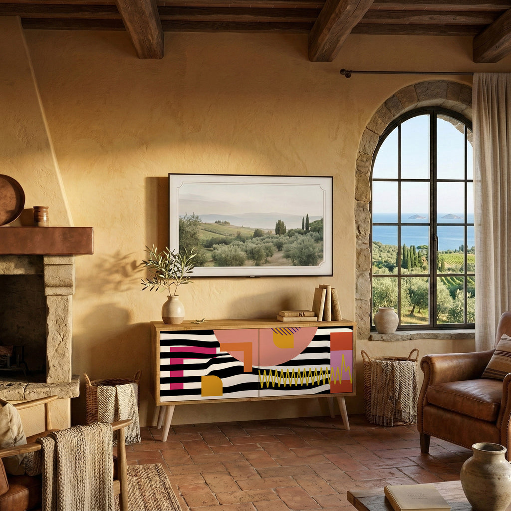 CHROMATIC ABSTRACT Compact 2-Door TV Cabinet