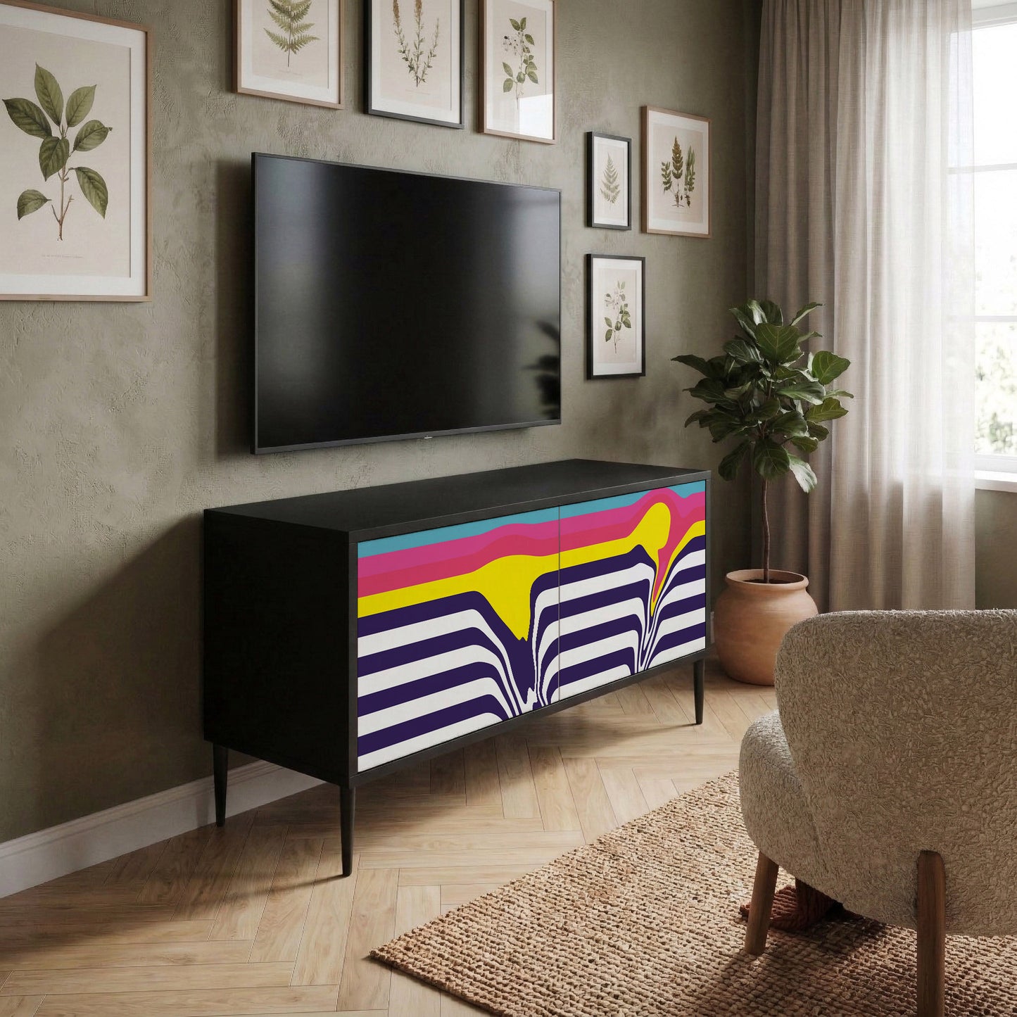 COLORFUL DIVERSION Mueble de TV Compacto de 2 puertas
