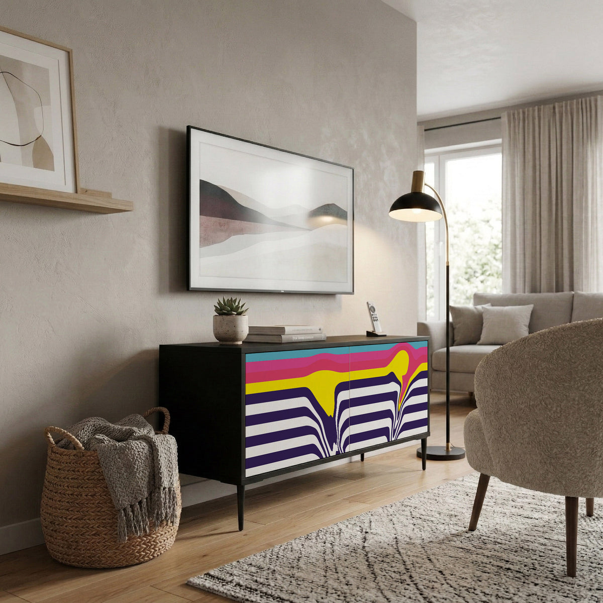 COLORFUL DIVERSION Mueble de TV Compacto de 2 puertas