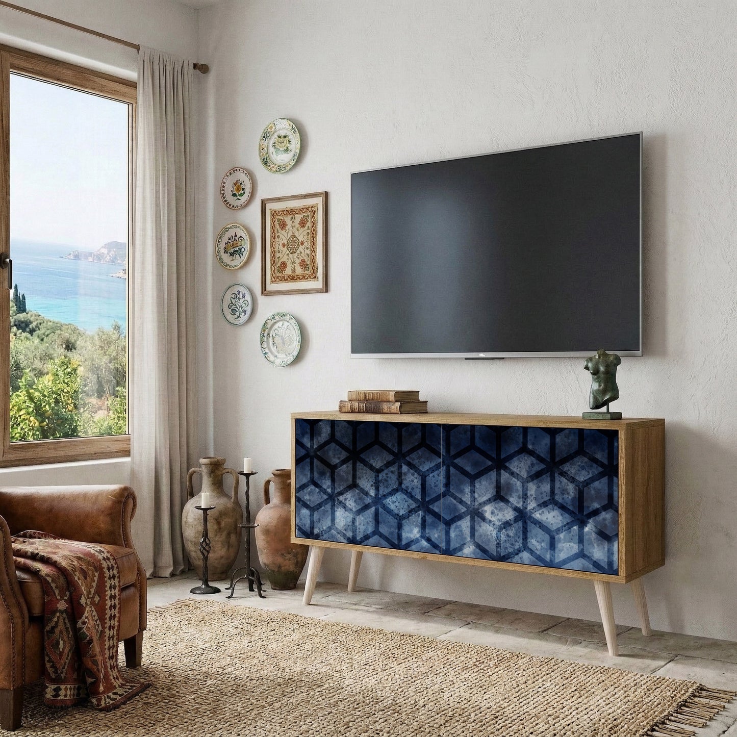 CUBIC MIST Mueble de TV Compacto de 2 puertas