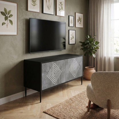 POLYGONAL ARTISTRY Mueble de TV Compacto de 2 puertas