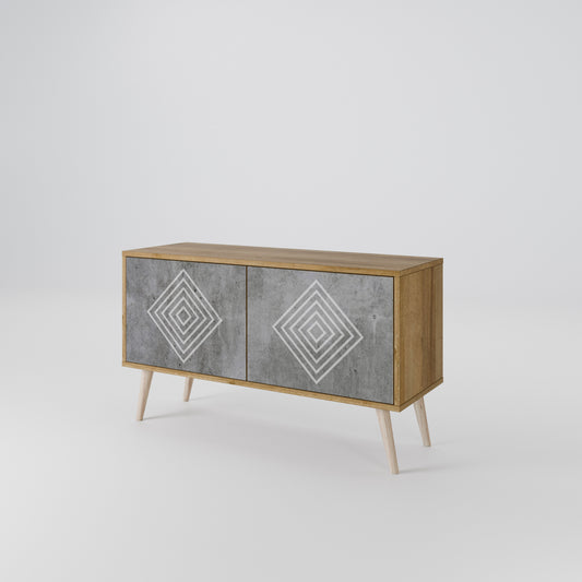 POLYGONAL ARTISTRY Mueble de TV Compacto de 2 puertas