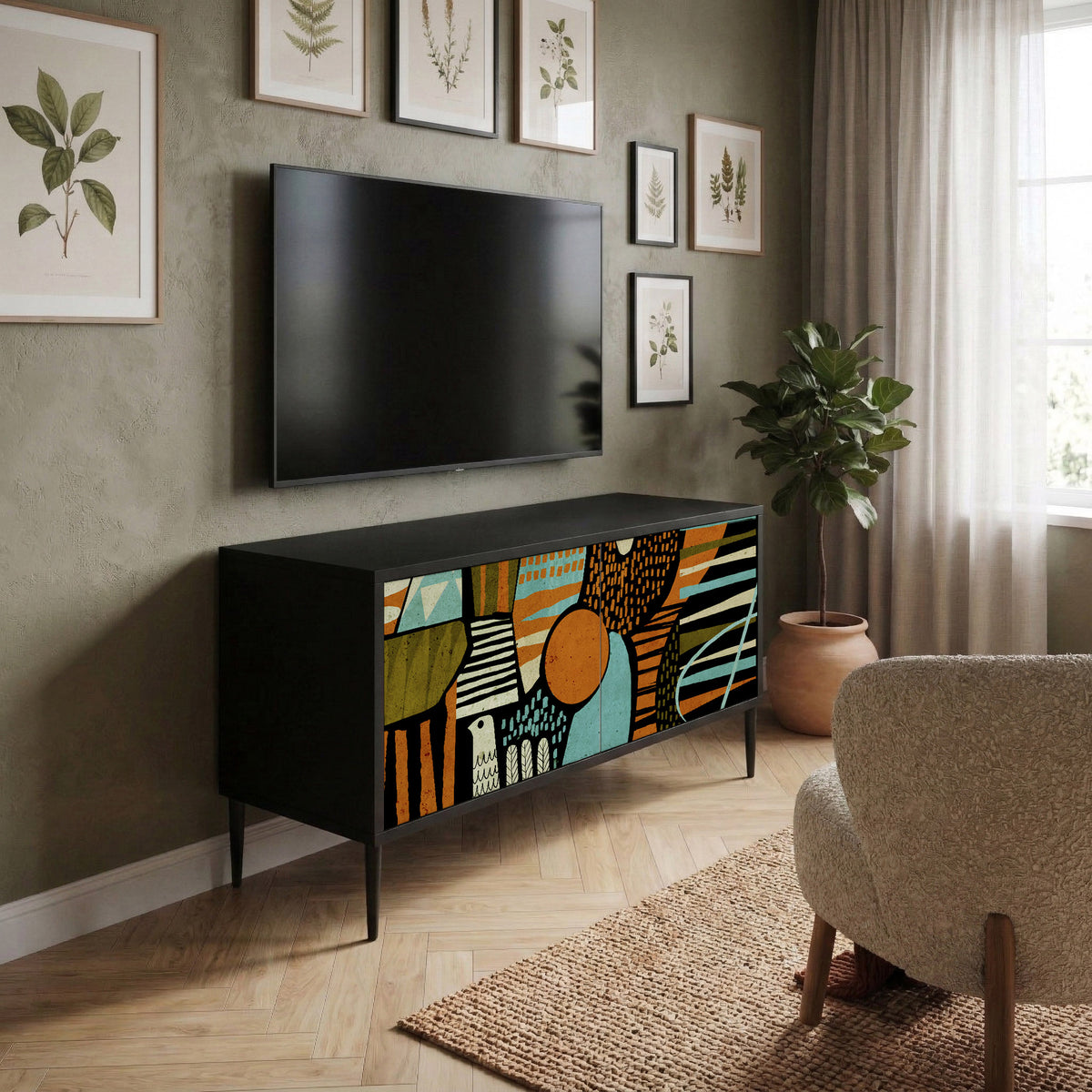 GEODE GLIMMER Mueble de TV Compacto de 2 puertas