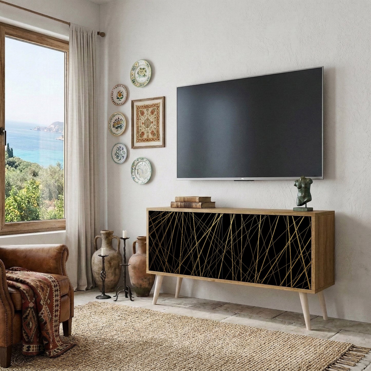 BRIGHT MESH Mueble de TV Compacto de 2 puertas