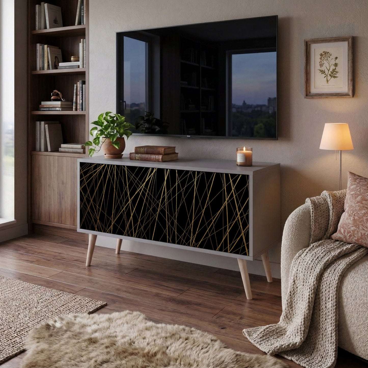 BRIGHT MESH Mueble de TV Compacto de 2 puertas
