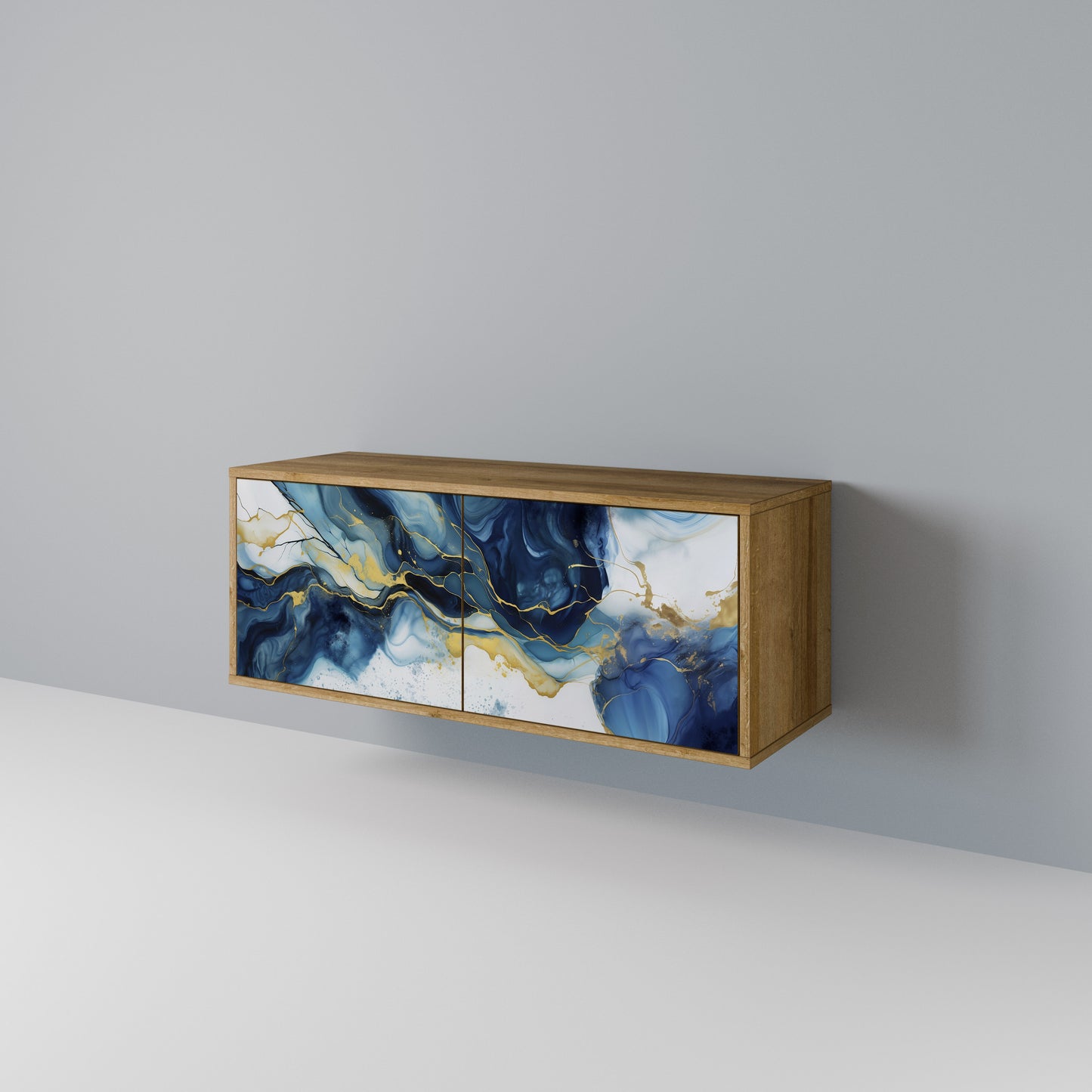 INKY MARBLE Mueble de TV Compacto de 2 puertas