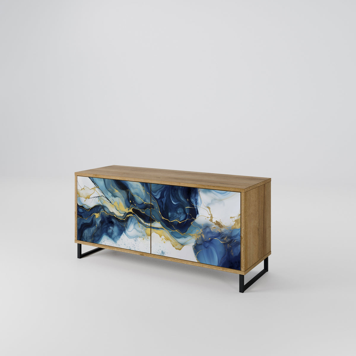 INKY MARBLE Mueble de TV Compacto de 2 puertas