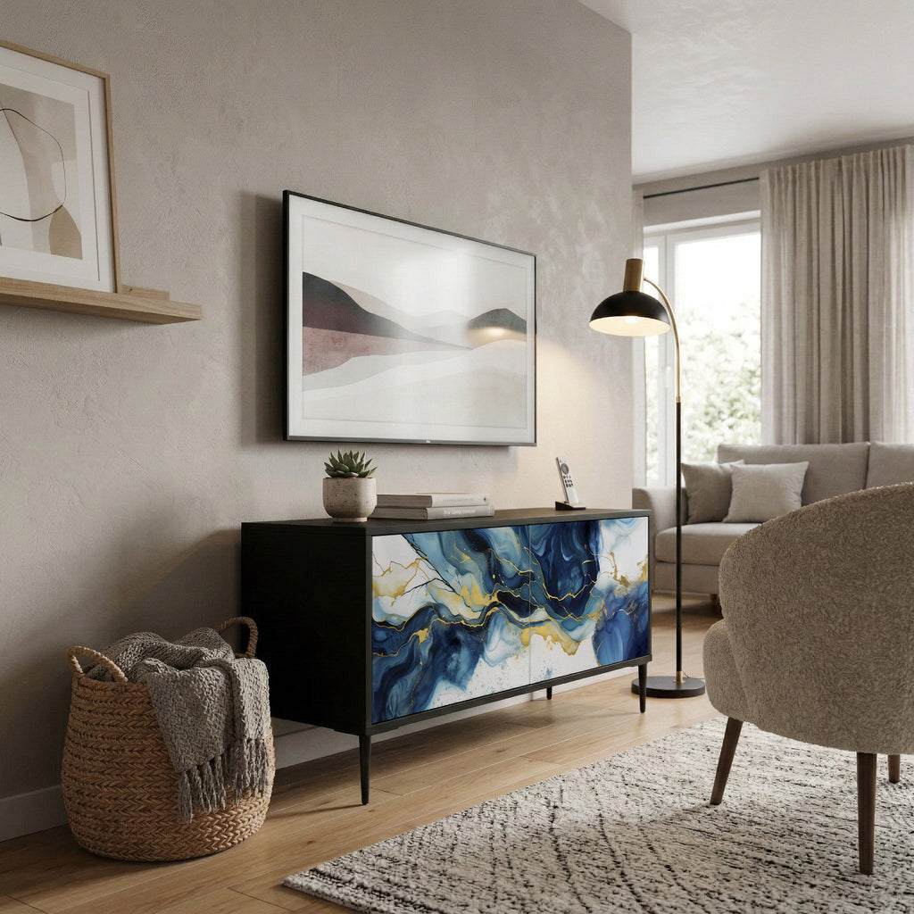 INKY MARBLE Compact 2-Door TV Cabinet