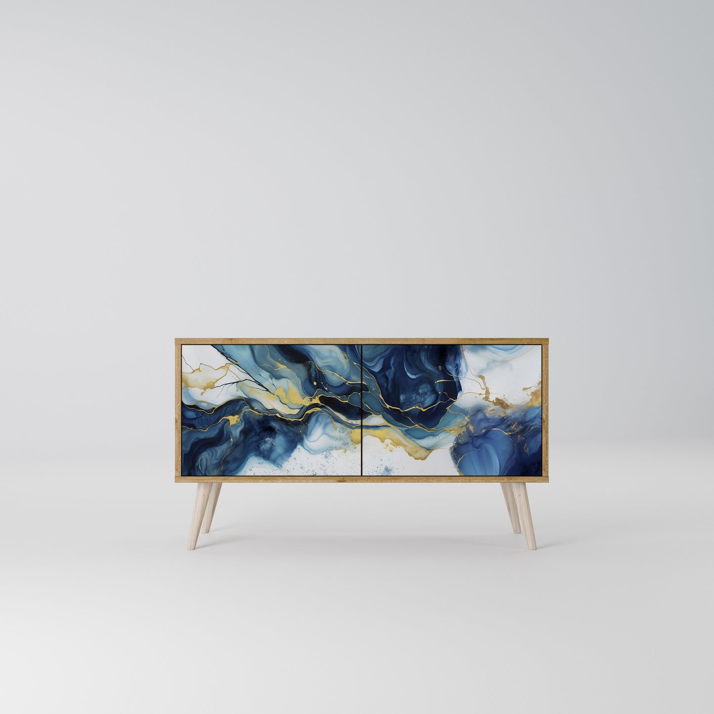 INKY MARBLE Mueble de TV Compacto de 2 puertas