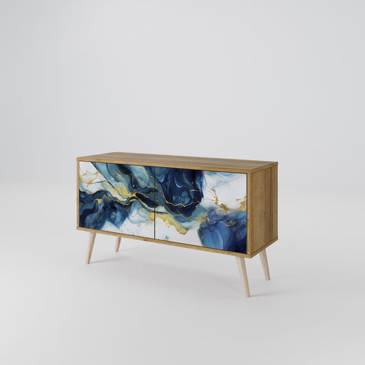 INKY MARBLE Mueble de TV Compacto de 2 puertas