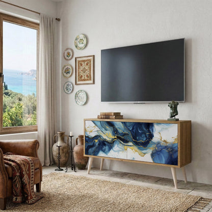INKY MARBLE Mueble de TV Compacto de 2 puertas