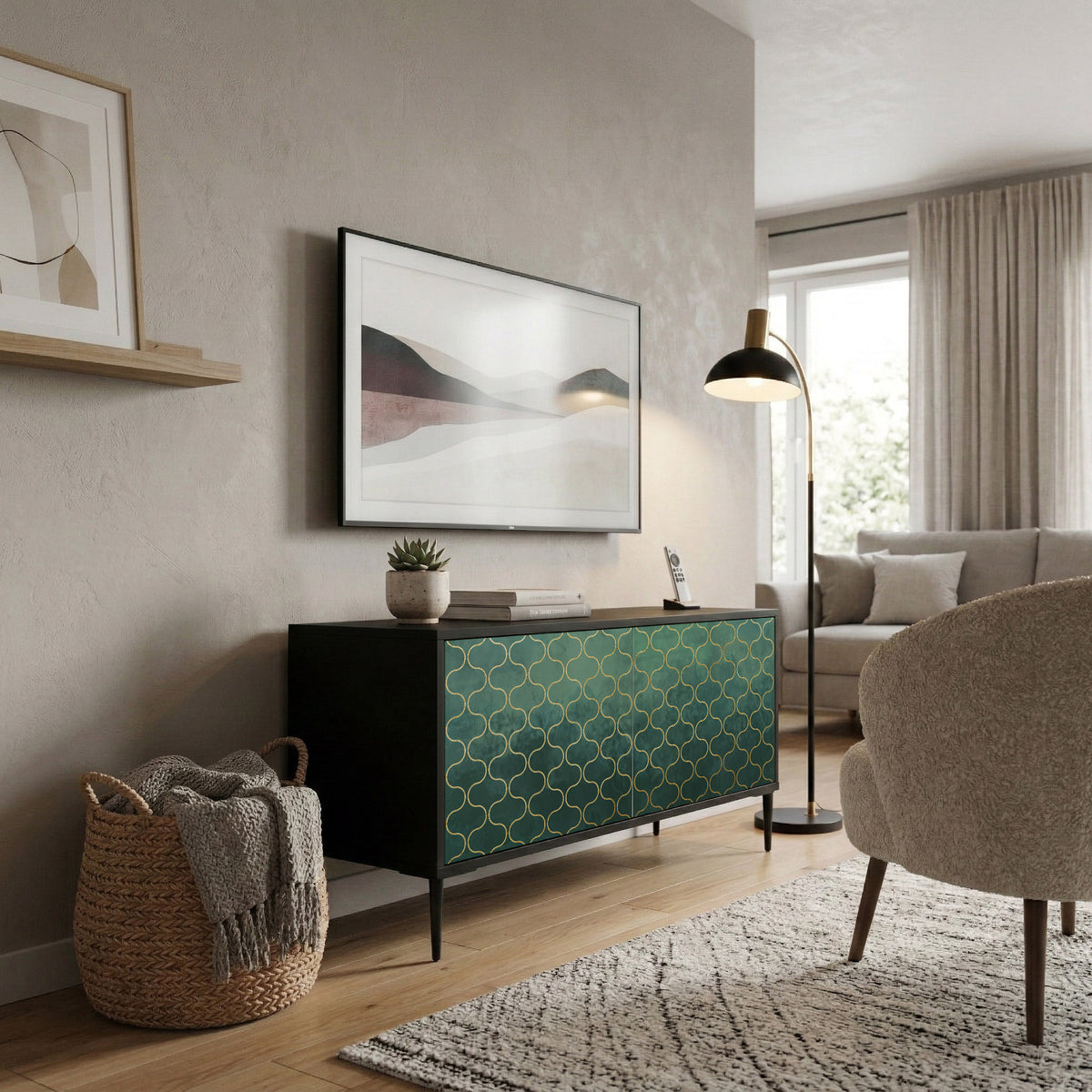 TESSELATED GREENERY Mueble de TV Compacto de 2 puertas