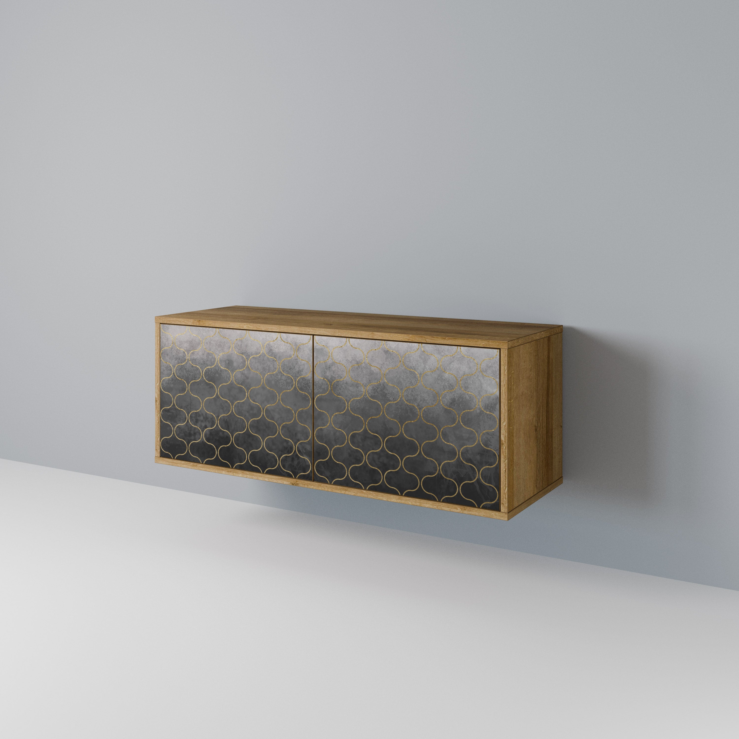 TESSELATED GRAYISH Compact 2-Door TV Cabinet