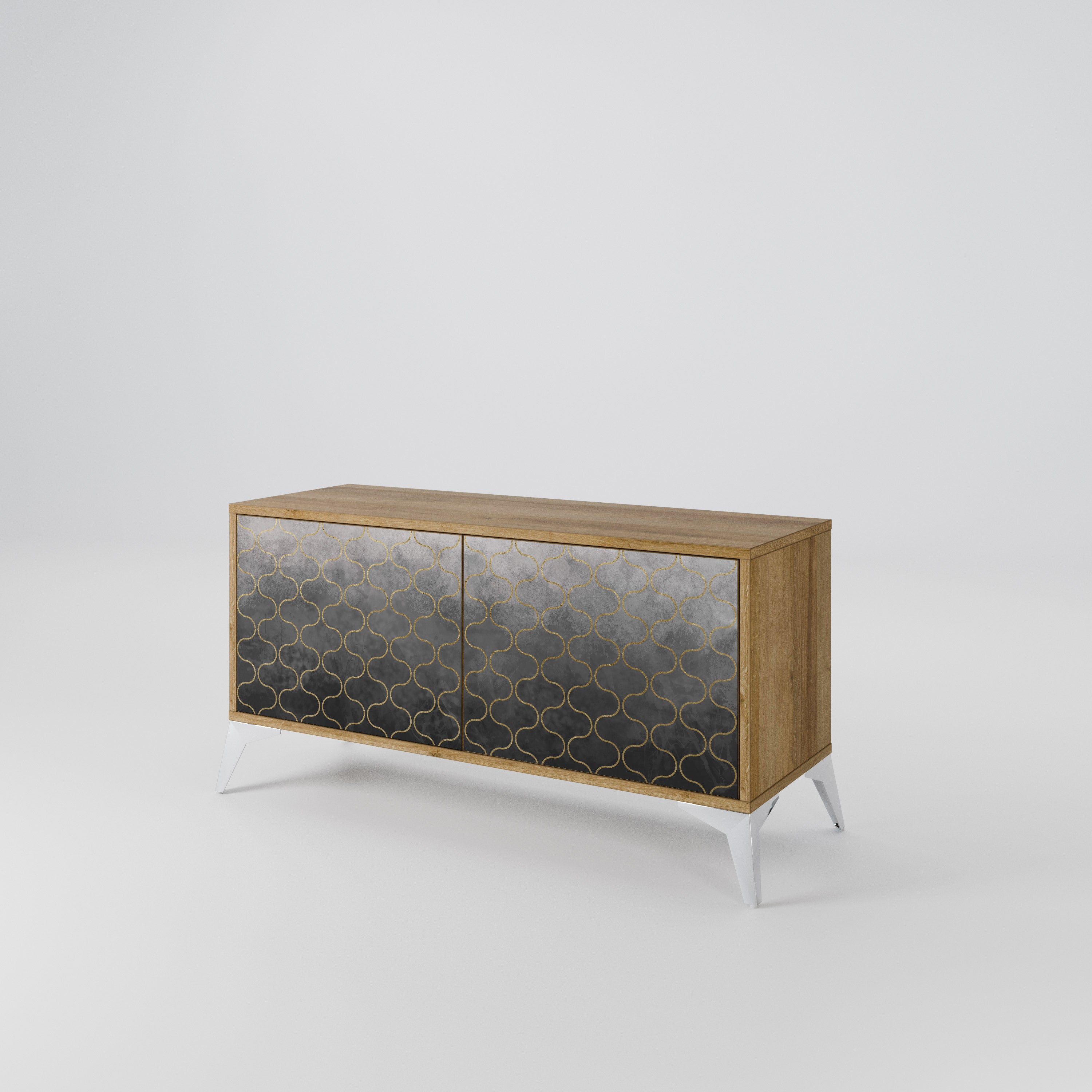 TESSELATED GRAYISH Compact 2-Door TV Cabinet