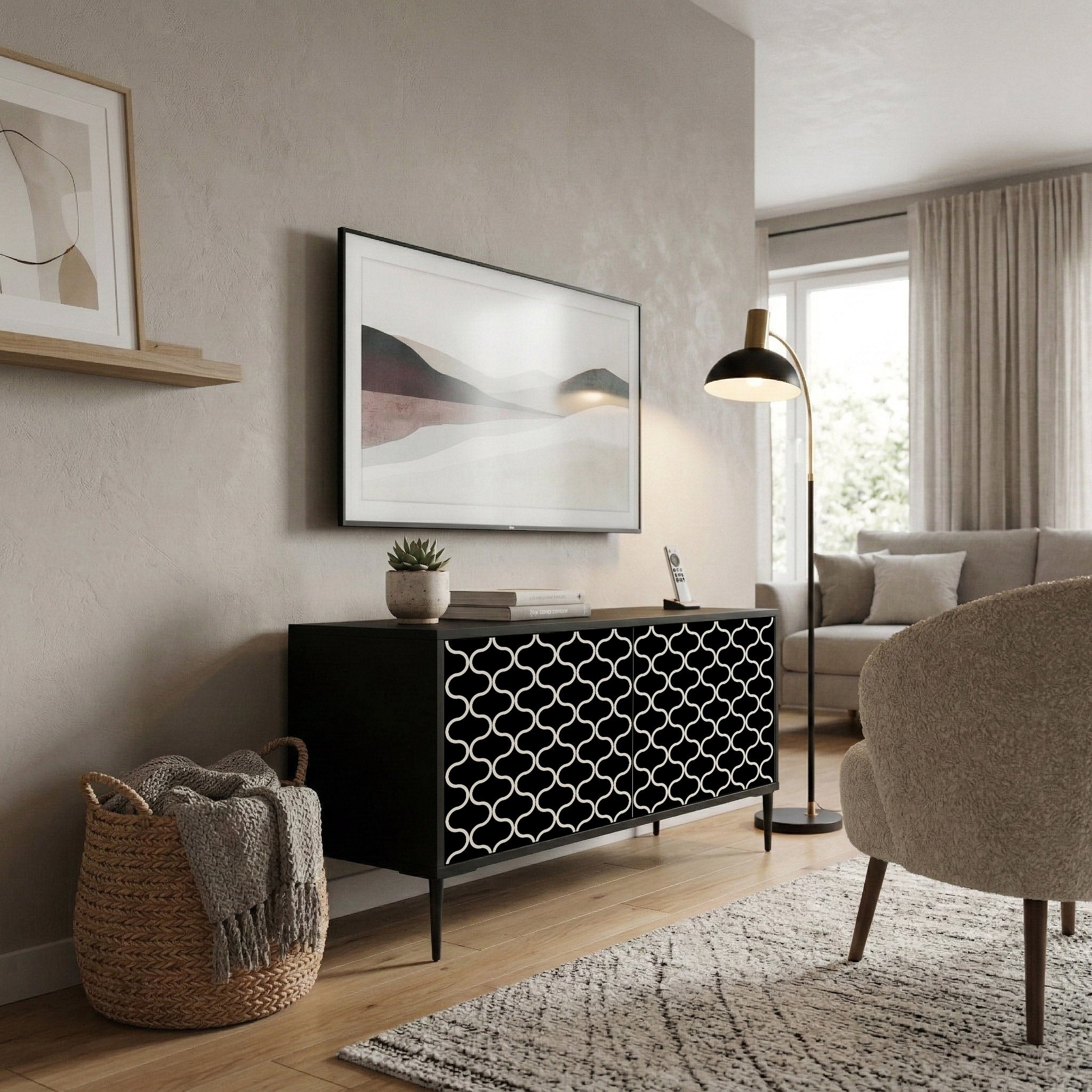 TESSELATED BLACKNESS Mueble de TV Compacto de 2 puertas