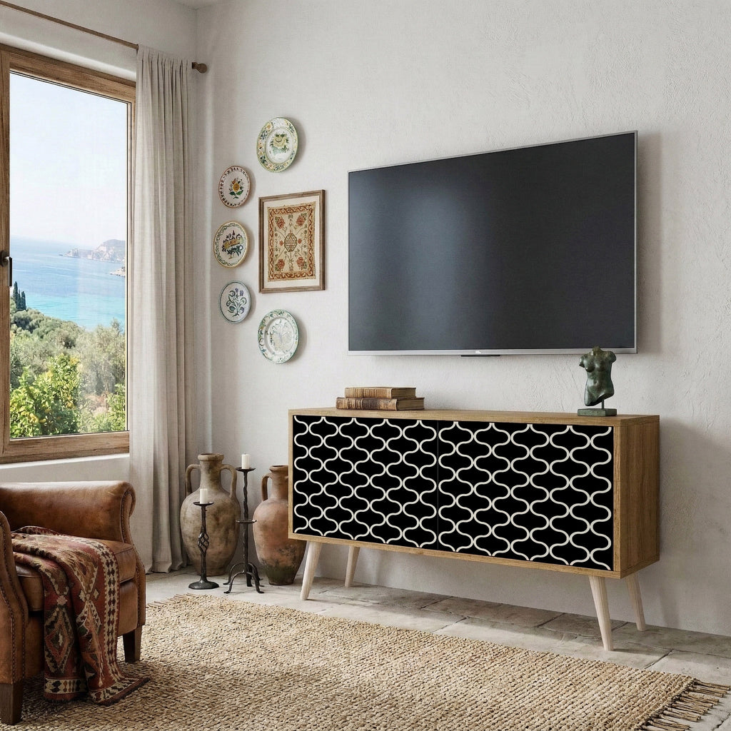 TESSELATED BLACKNESS Mueble de TV Compacto de 2 puertas