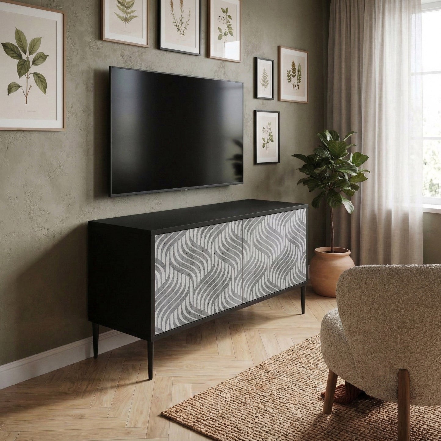 CONCRETE MOVEMENT Mueble de TV Compacto de 2 puertas
