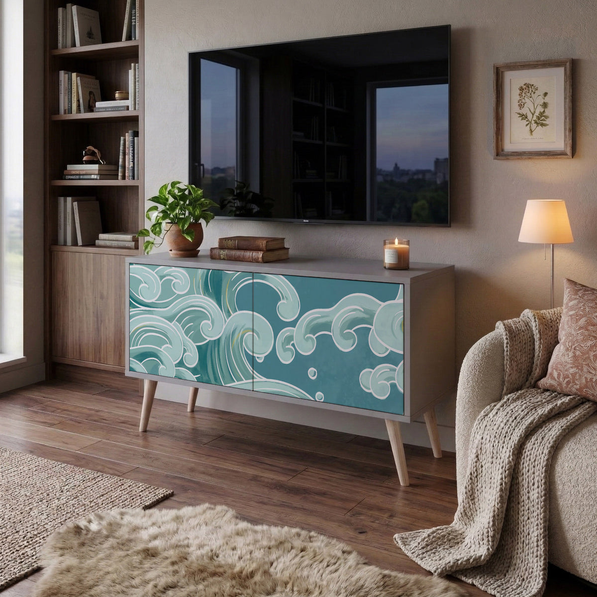 ASIAN SWAY Mueble de TV Compacto de 2 puertas
