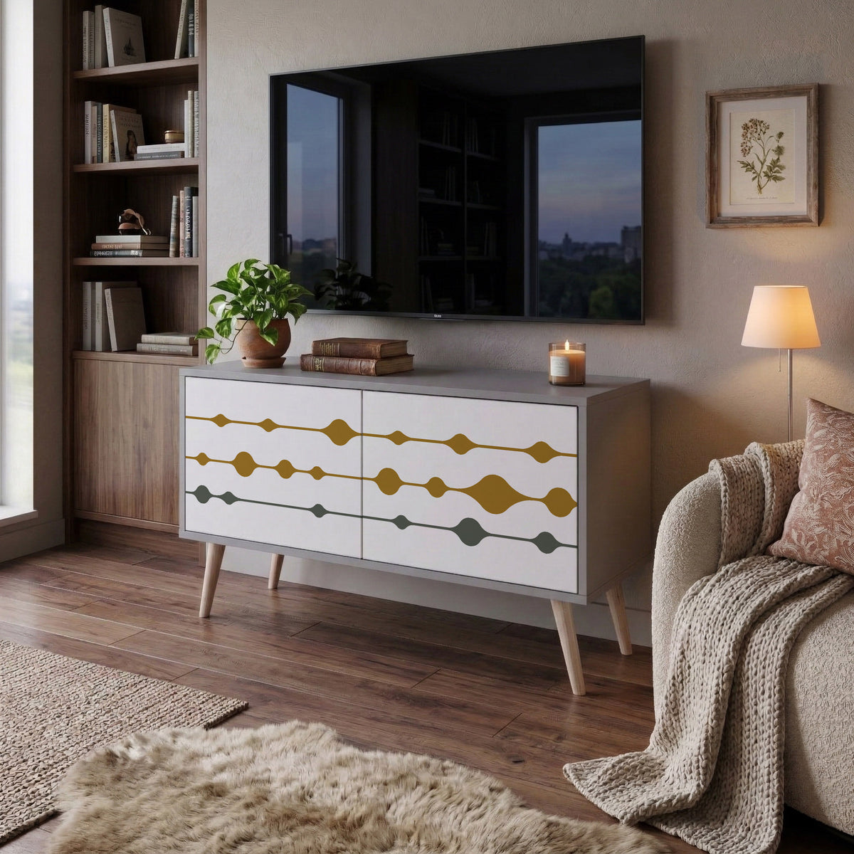 VIVID TONE Mueble de TV Compacto de 2 puertas